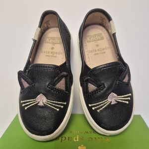Keds X Kate Spade Kids Black Cat Slip-On Shoes - Baby 5.5